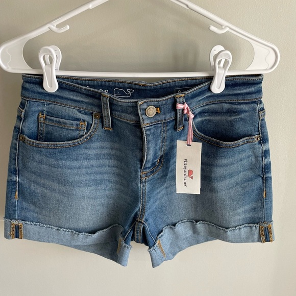 Vineyard Vines Indigo Raw Cuffed Shorts - Moonlight Blue - Size 0 - NWT - Picture 7 of 11
